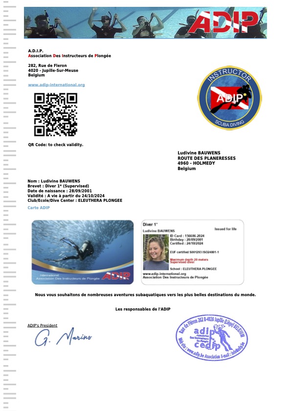 COPIE DE VOTRE NIVEAU DE PLONGEE