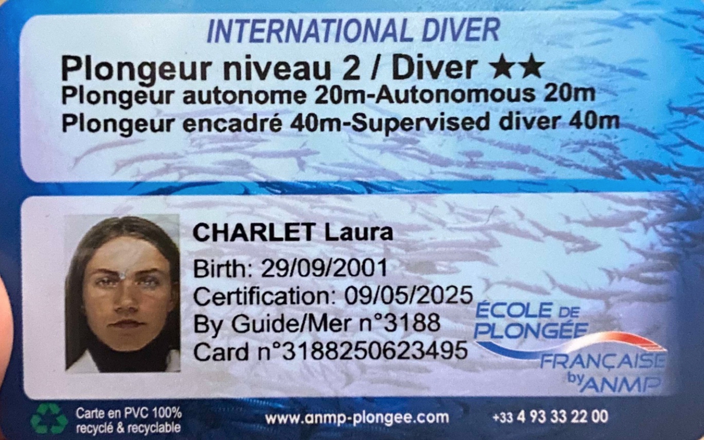 COPIE DE VOTRE NIVEAU DE PLONGEE