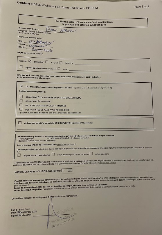 Dรฉpot de votre Certificat Medical