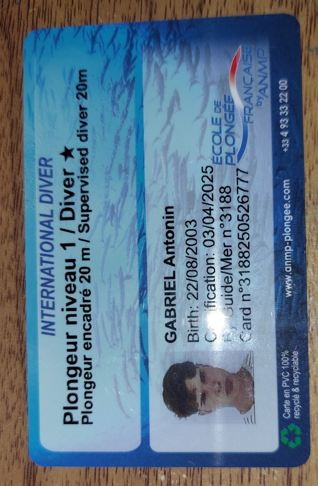 COPIE DE VOTRE NIVEAU DE PLONGEE