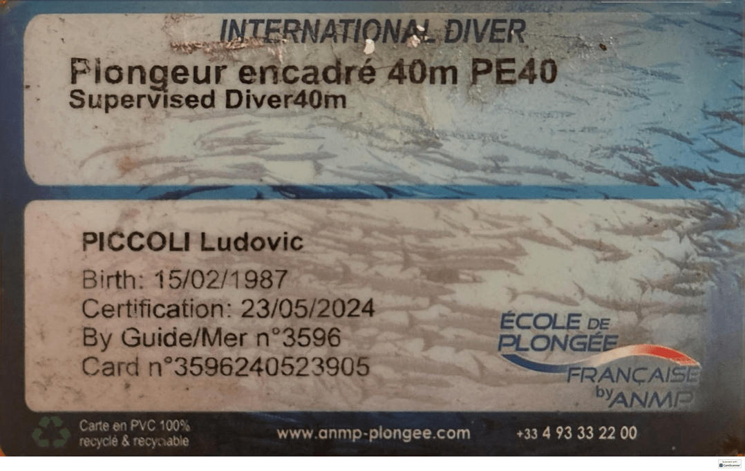 COPIE DE VOTRE NIVEAU DE PLONGEE